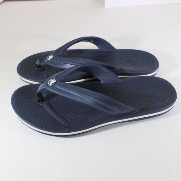 CROCS Boys Girls Juniors Navy Blue Flip Flop Slip On Slide Flop Sandals Size 2 - Picture 4 of 9
